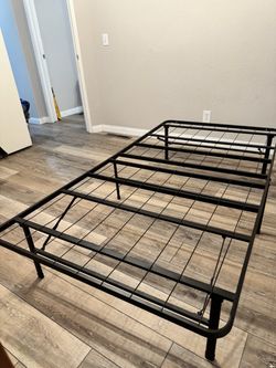 Foldable Steel Metal Bed Frame, Twin, Heavy Duty Slats Platform Bed - Mattress Foundation - Box Spring Replacement- Black