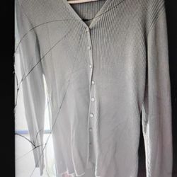 A  Nice Woman's Long Sleeve Button Down Grey Top 