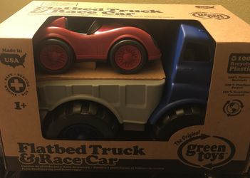 Flatbed truck and Race car