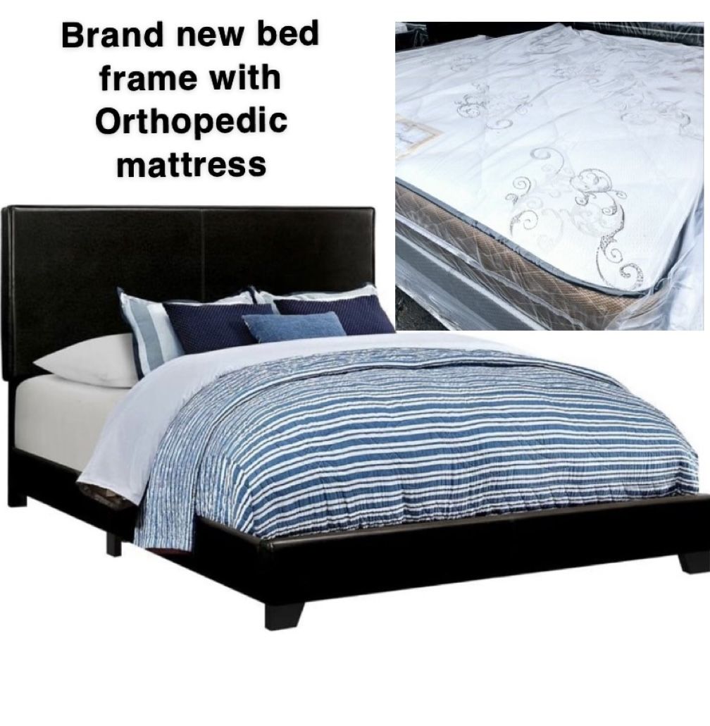 Brand new bed (including : Bed frame with headboard and orthopedic mattress with box spring) ~ King $400 Queen $350 Full $335 Twin $285