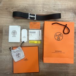 Hermés belt buckle & Reversible leather strap 32 mm