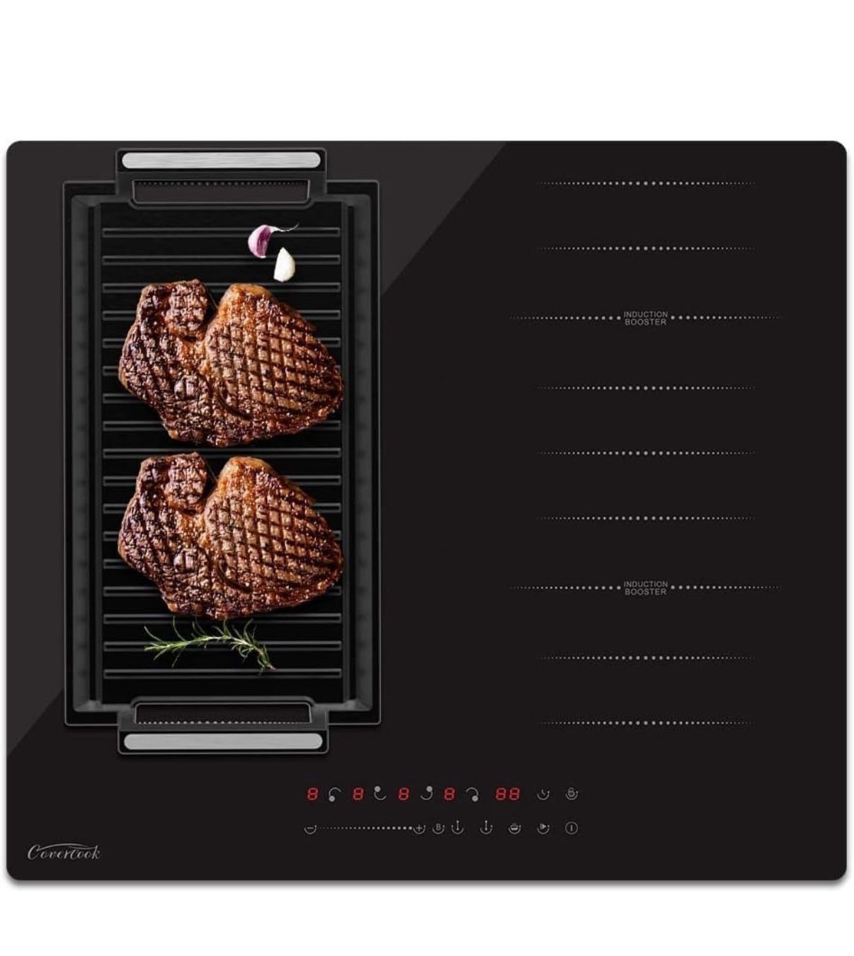 Induction Cooktop 24 Inch, Built in Cooker Electric Hot Plate 4 Zones with 2 Flex Zones for Grill Plate BBQ, Power Boost, Child Safety Lock, Touch Co
