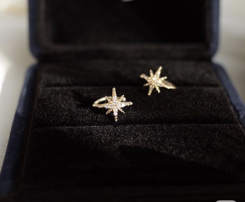14k gold star diamond ear cuff - $16/each