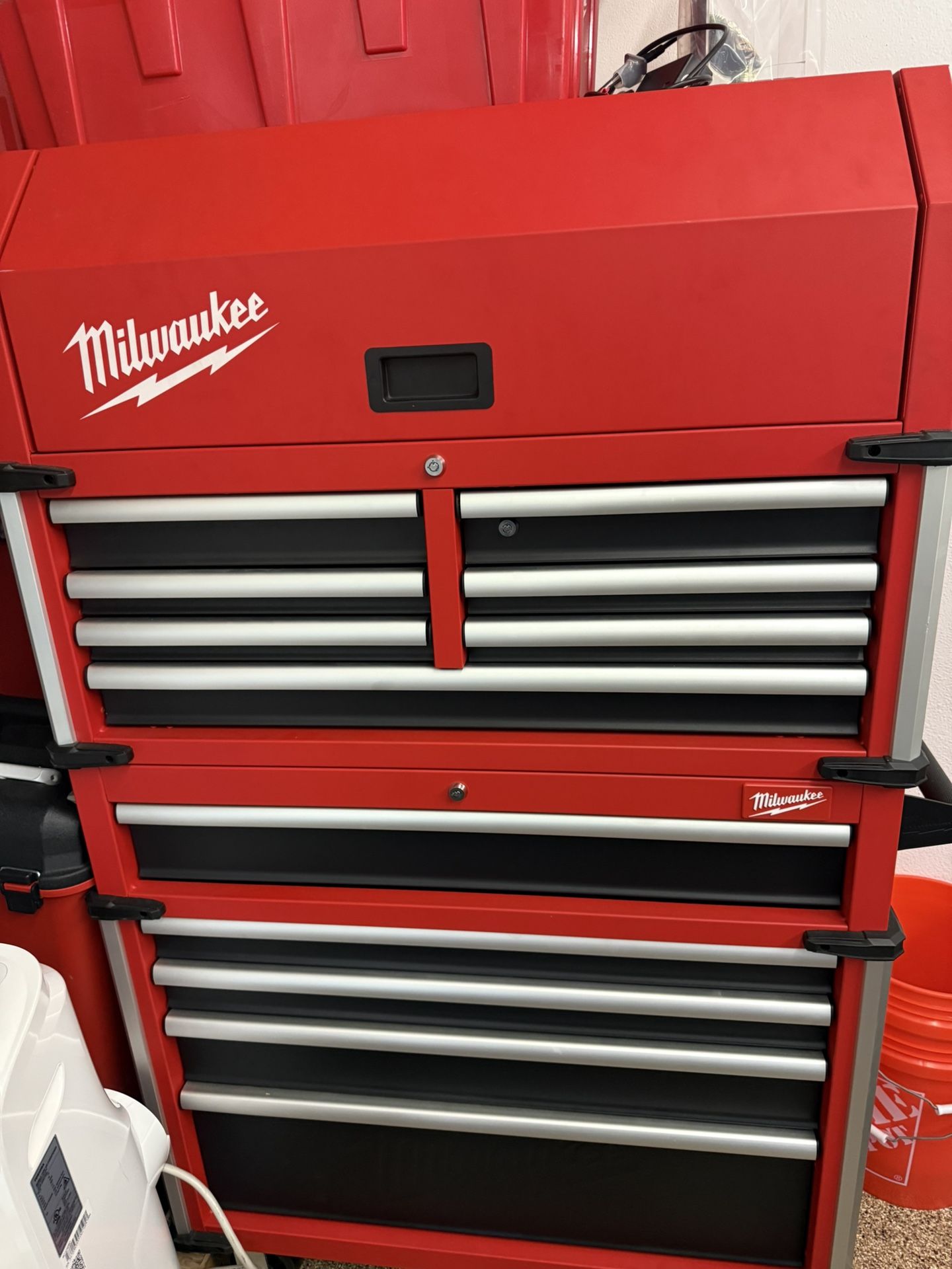 Milwaukee brand new tool box, generator with (2) Mx fuel batteries, tower lights, multiple m12, m18 batteries, shop vac, power tools, hand tools, etc.