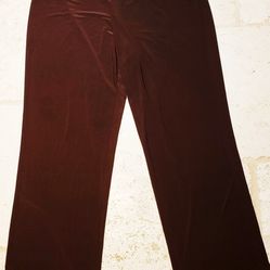 Dress Barn Sliky Chocolate Dress Pants with Stretchy Waistband 
size Woman's 16 