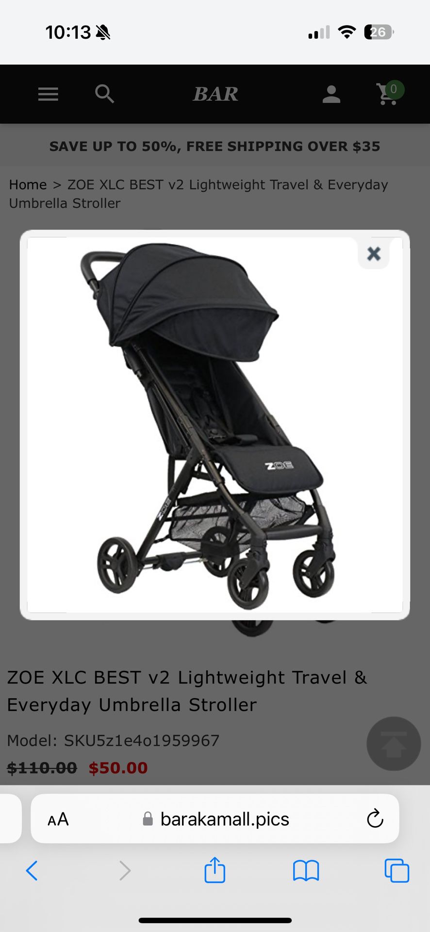 ZOE XLC BEST v2 - Black Travel Stroller