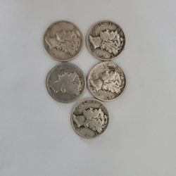 5x Silver Mercury Dimes (90% Silver) – 1916–1945 US Coins