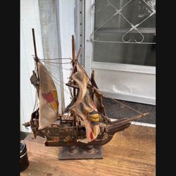 LOW PRICE MOVING- ANTIQUE 19c WOOD PIRATE SHIP 
