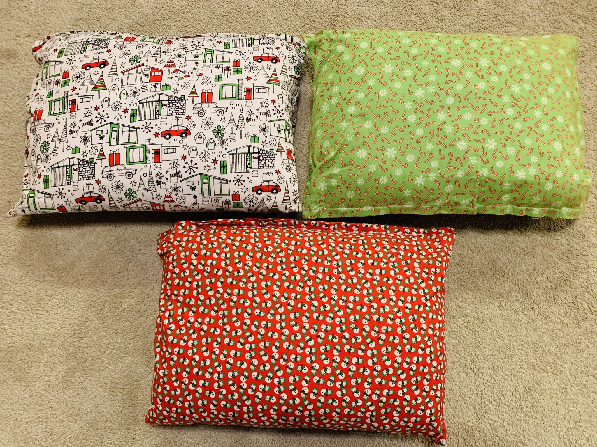 3 HANDMADE, **NEW Christmas PILLOWS 16” x 11”