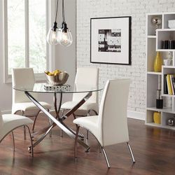 Brand New 5PC Polished Chrome Dining Set