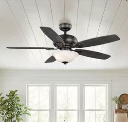 Southwind II 52 in. Indoor LED Matte Black Ceiling Fan with Light Kit, Reversible Blades and Remote Control
