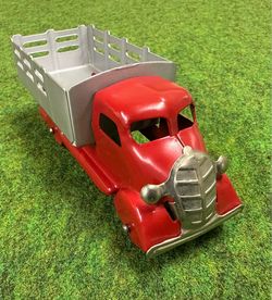 *Vintage Marx Wyandotte Studebaker 7” Pressed Steel Stake Toy Truck, w/Wooden Wheels - “1930s”