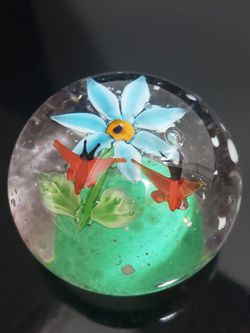 PW11 Art glass paperweight 2 butterflies