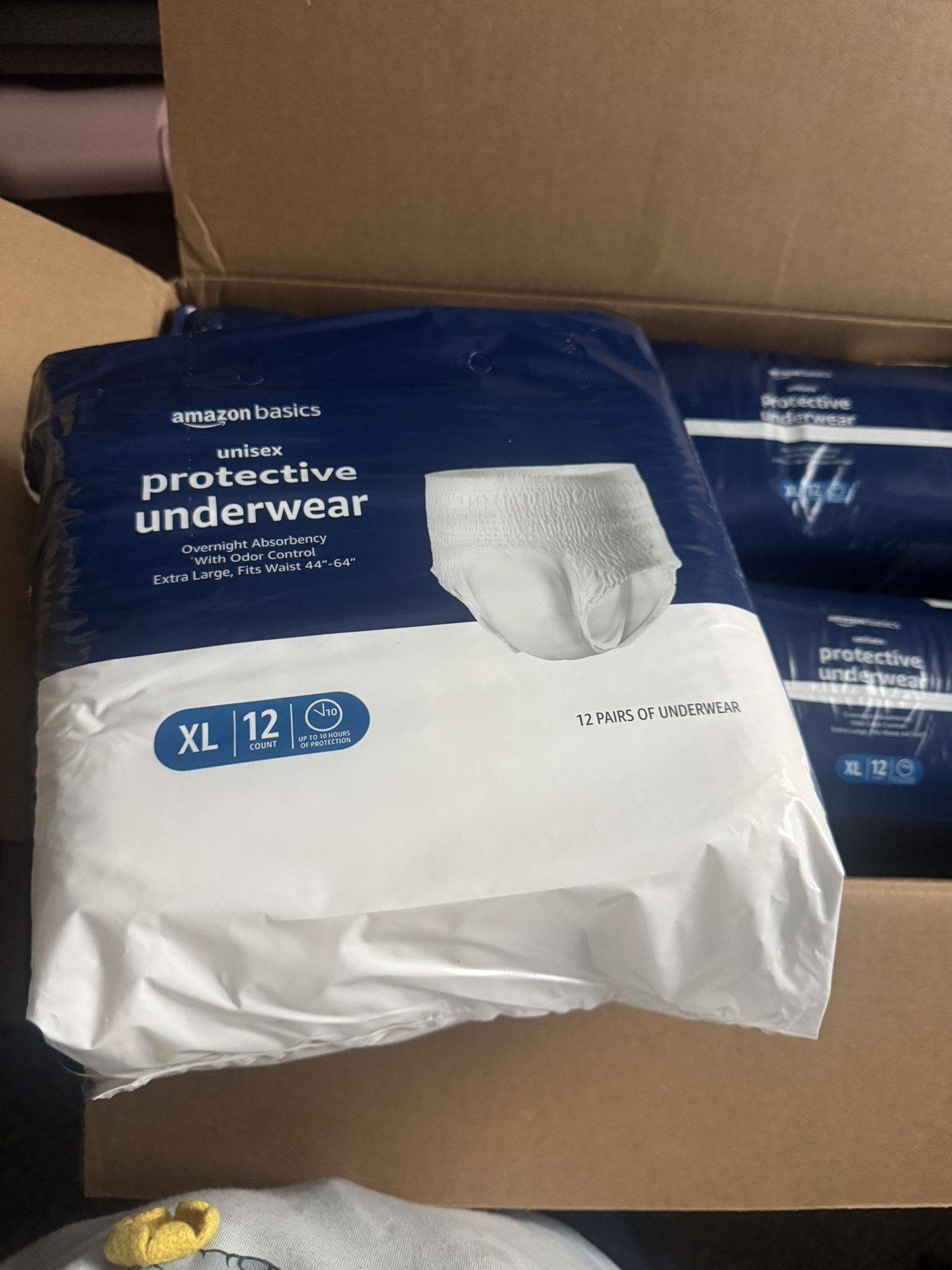 Amazon Basics Unisex Protective Underwear, Overnight Absorbency, Extra Large,