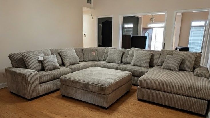 Gray Sofa Sectional & Ottoman -Atlanta Same Day Delivery 