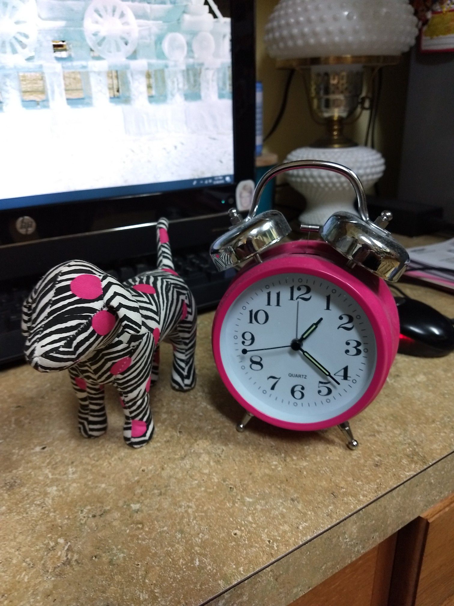Victoria secret's Pink dog and pink alarm clock