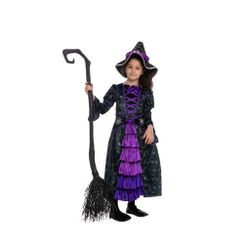 Size S Purple Witch Costume with Stars and Moon Skirt Design - Child  5-7yrs
