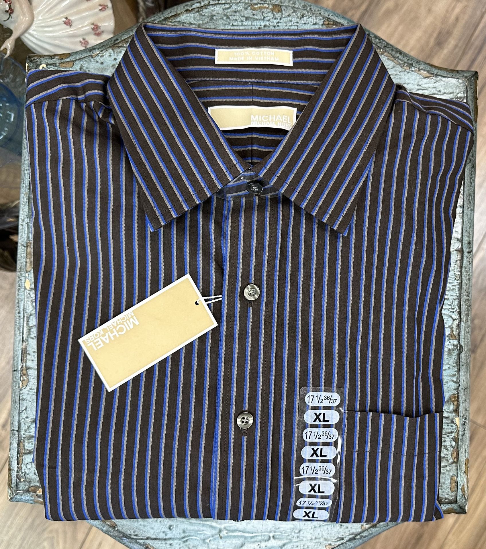 Auth Men’s MK MICHAEL KORS 100% Cotton Casual Dress Shirt Sz XL (17 1/2-36/37)