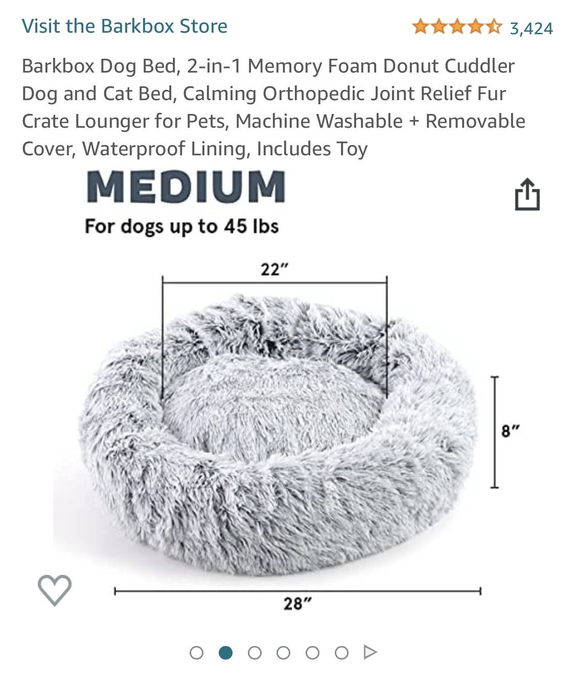 Barkbox Dog Bed, 2-in-1 Memory Foam Donut Cuddler Dog and Cat Bed, Calming Orthopedic Joint Relief Fur Lounger for Pets, Machine Washable
