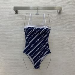 Gucci Navy Horsebit Print Sleeveless One Piece Swimsuit