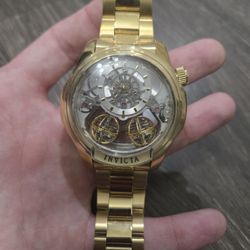 Men's 43mm Gold Invicta Wristwatch