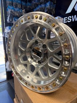 (Set-4) KMC Km549 Grs 17x9 6x5.5/6x139.7 Silver Machined -12mm Wheels Rims 17"