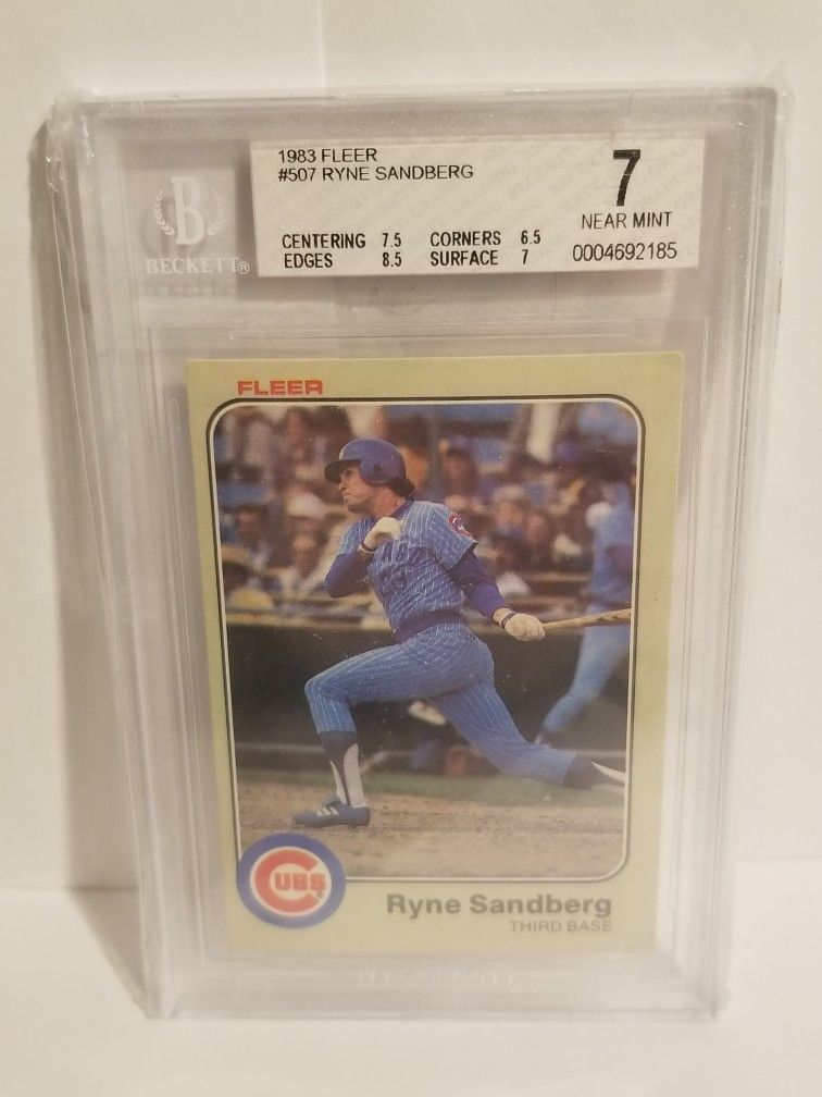 Ryne Sandberg Rookie 1983 Fleer Baseball card Graded PSA 7 Near Mint Cubs