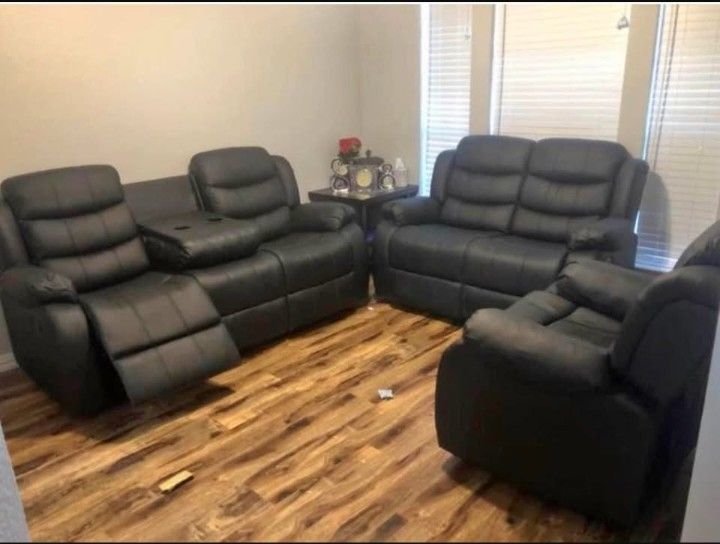 Save money!!!! $1125 BLACK RECLINER SOFA LOVESEAT BRAND New Delivered !!