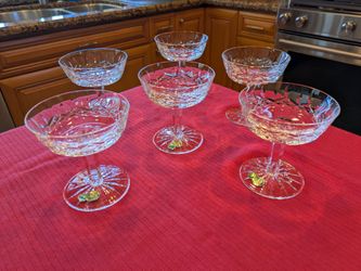 Waterford Crystal Champagne "Lismore" Coupe Glasses Set of 6