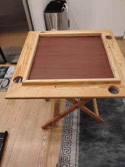 Folding Wooden Card Game Table with Cup Holders