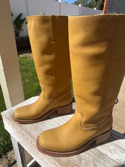 Frye Boots, women’s, yellow, wide calf, size 10