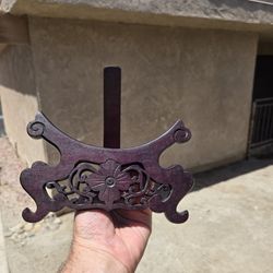 Antique Vintage Chinese Carved Softwood Base Stands for plate stand. 7 1/2" wide, 4 1/2 height. Good condition. 
