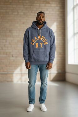 Champion N Y Pullover Hoodie Size LG