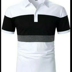 MEN'S BLACK, GREY, & WHITE POLO
