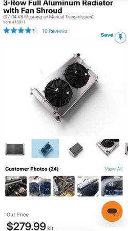 99-04 Mustang GT 3 row full aluminum dual fan radiator(brand new)