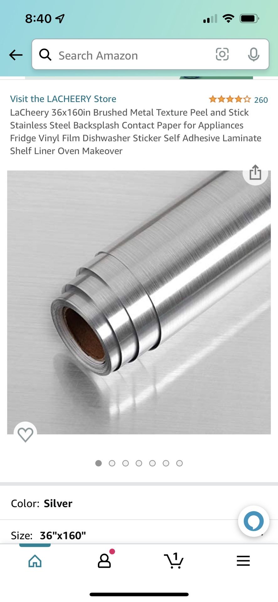 LaCheery 36x160in Brushed Metal Texture Peel and Stick Stainless Steel Backsplash Contact Paper for Appliances Fridge Vinyl Film Dishwasher Sticker Se
