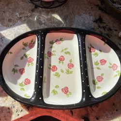 Beautiful 3 Section Oval Serving Tray!