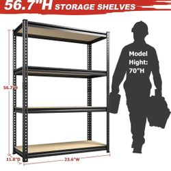 βοΈ REIBII 4-Tier 11.8"Dx23.6"Wx56.7"H Storage Shelves Adjustable Metal Shelving Industrial Metal Shelves,Garage Shelving for Warehouse Basement Kitche