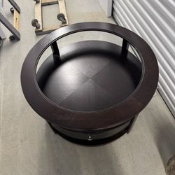 Dark Wood And Glass Table Set. 