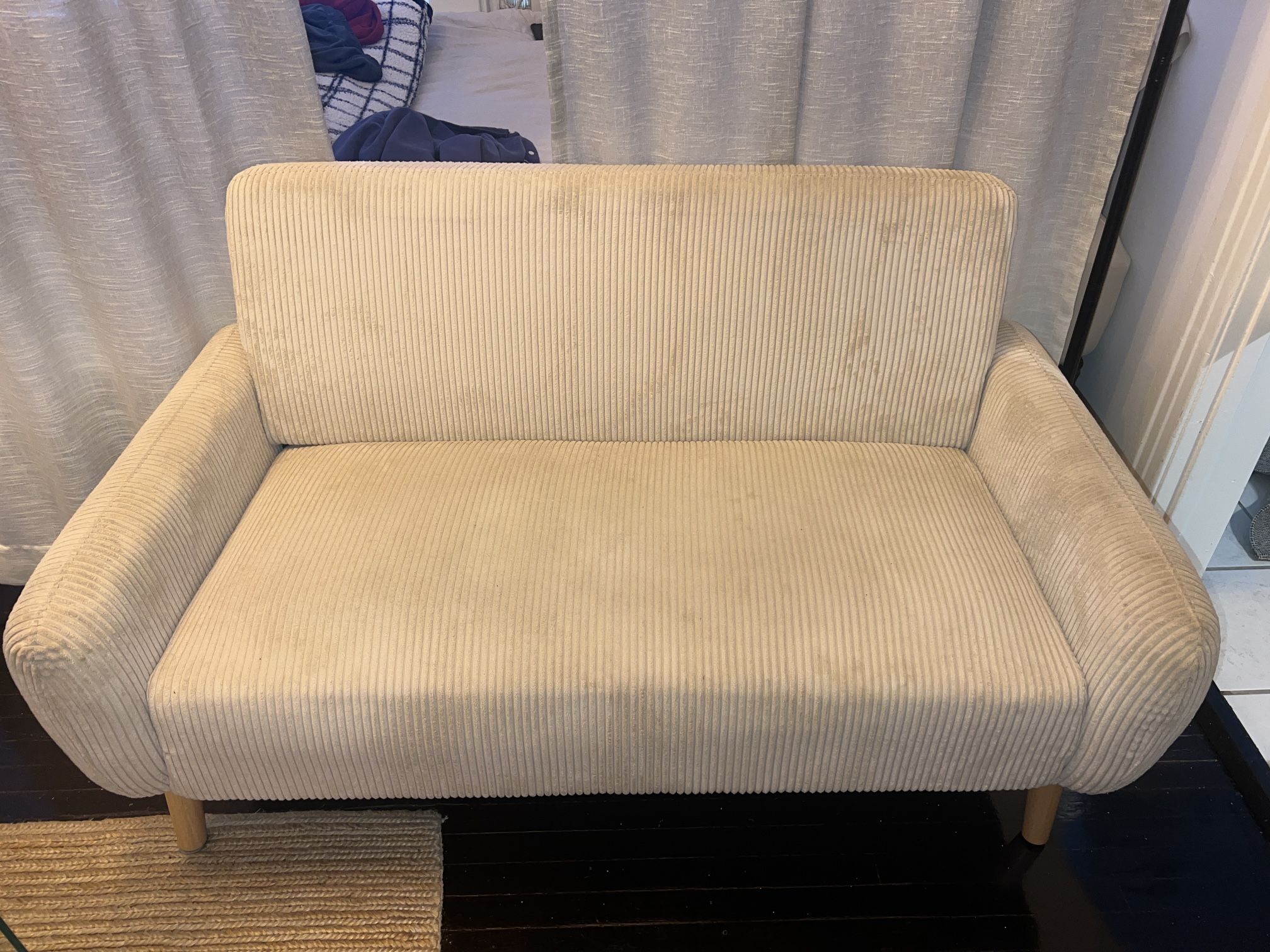 Cream Beige Corduroy Sofa Loveseat