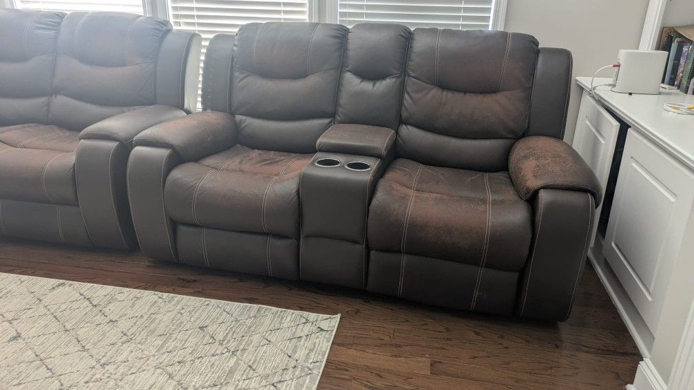 Two Piece Leather Sofa Set