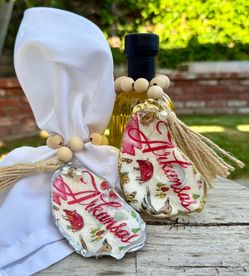 Handmade oyster shell ornaments- Arkansas state