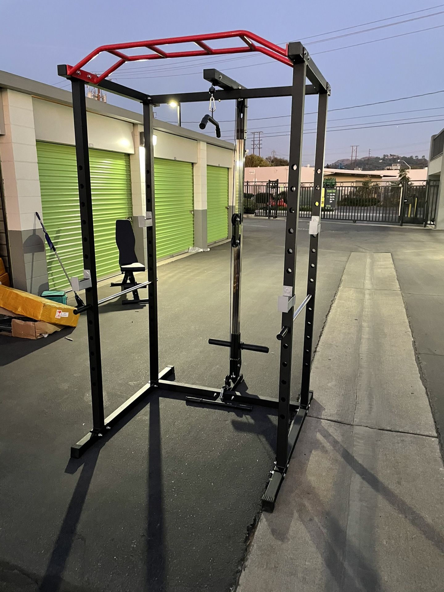 New Power Cage Squat Rack w/ Lat Pulldown, Low Row / Bench Press