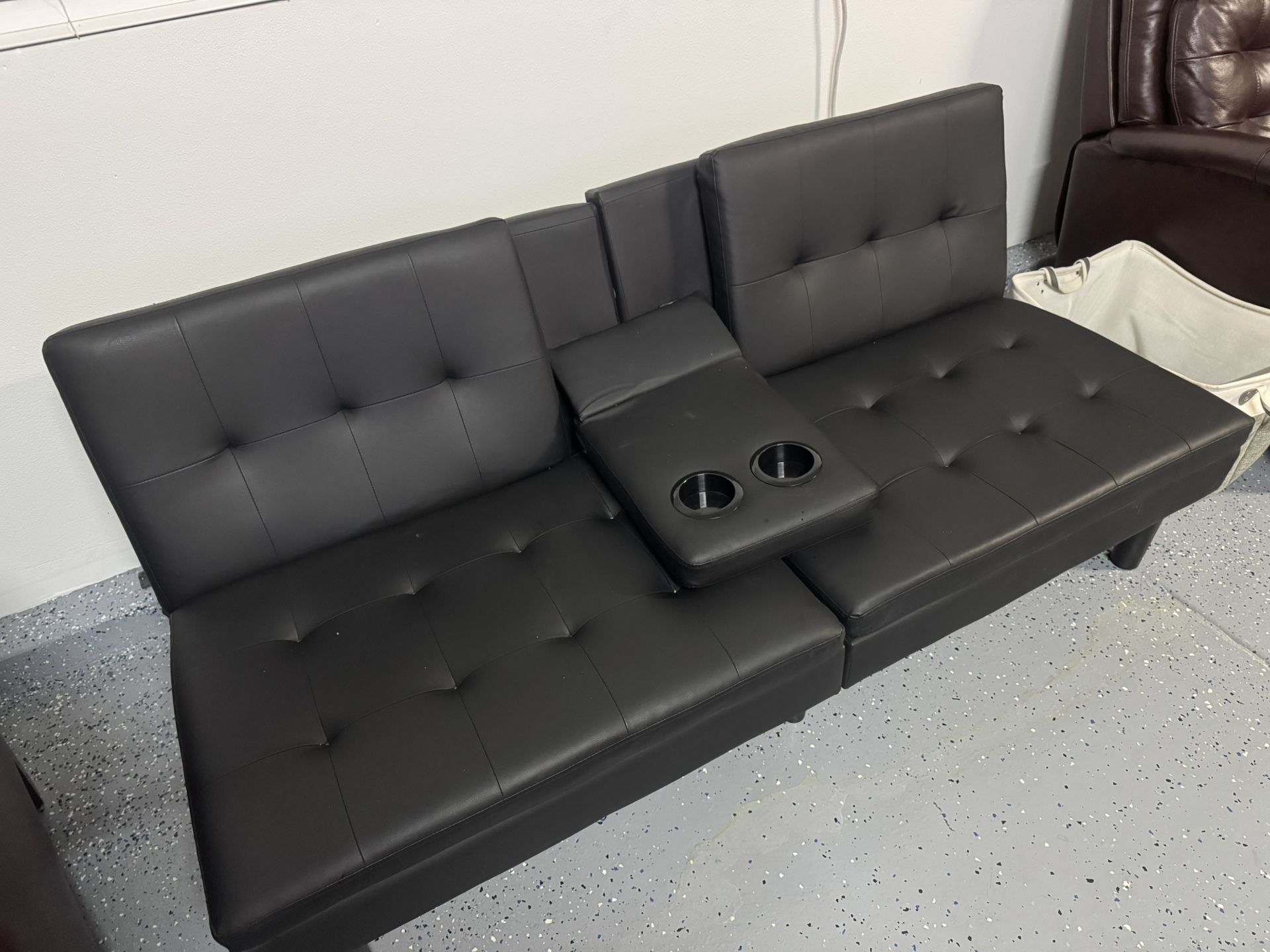 Black Faux Leather Couch/Futon