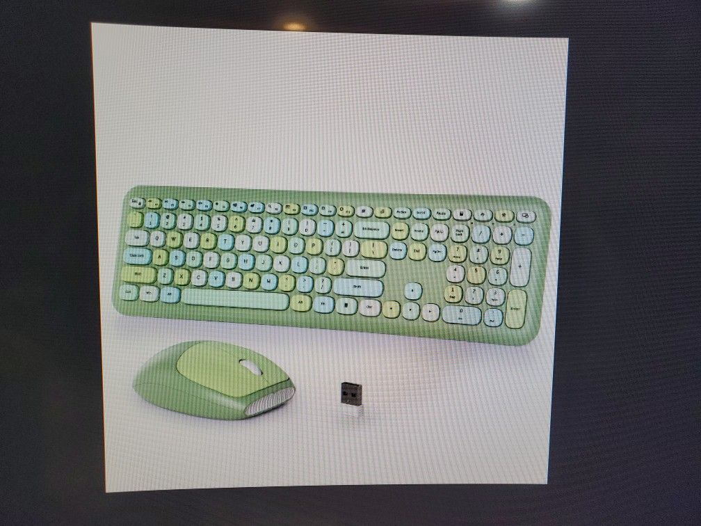 Typewriter Wireless Keyboard & Mouse Combo, Green Multicolor 2.4G USB