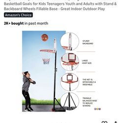 Play22 Kids Adjustable Basketball Hoop Height 5-7 FT - Portable Basketball Goals for Kids Teenagers Youth and Adults with Stand & Backboard Wheels Fil