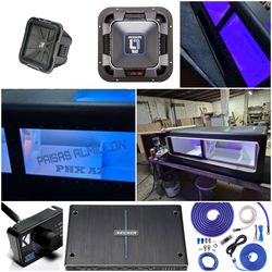 NEW POWERFUL BASS PACKAGE KICKER Q CLASS WITH BIG PORTED CUSTOM BOX RGB LIGHTS INSTALLED
