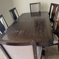 Solid wood dining table with 6 chairs