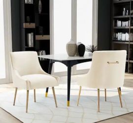 WestinTrends Ivory Performance Velvet Side Dining Chair Set of 2 Like New