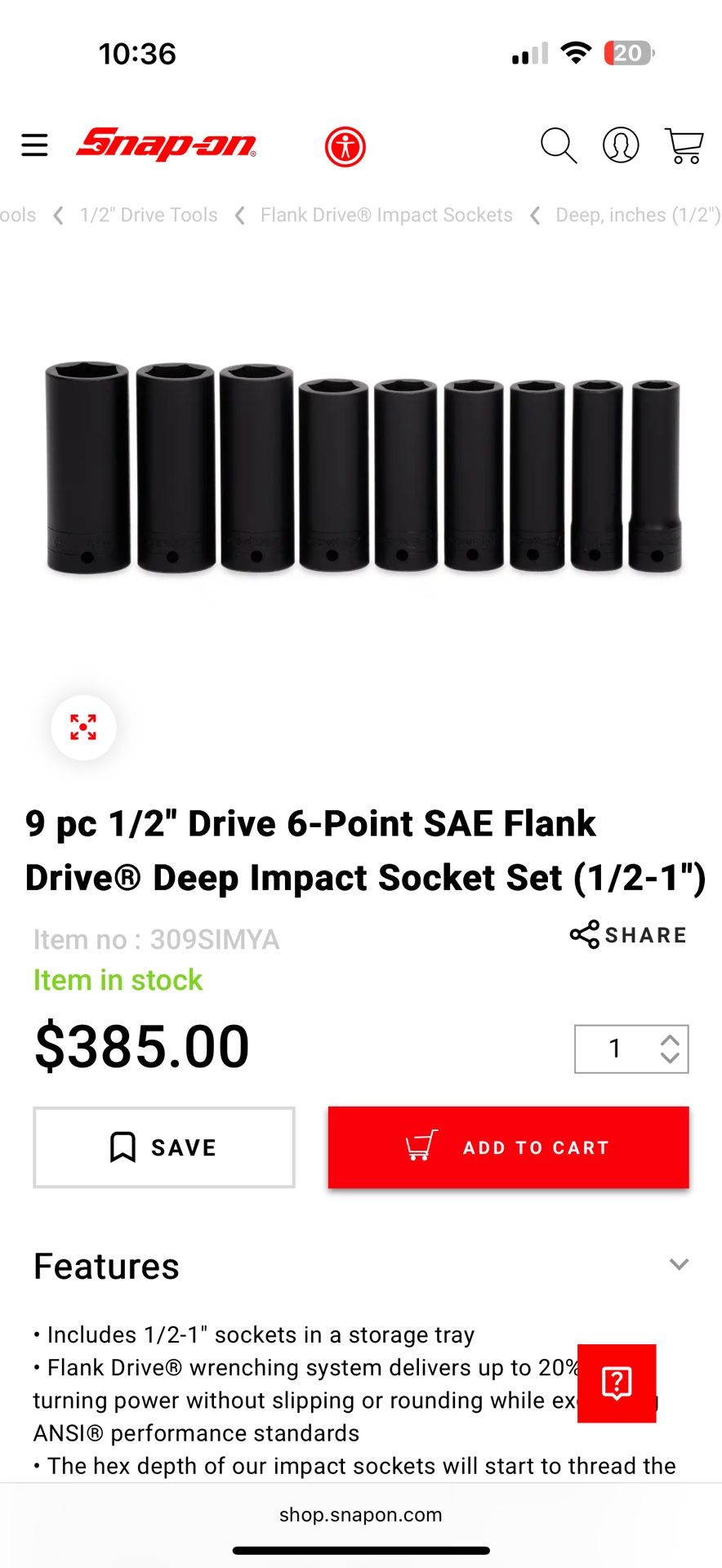 SnapOn Deep impact Docket Set